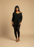 Hi-Low V-neck Sweater (Black)