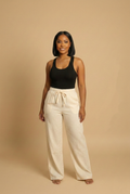 Linen Drawstring Pants (Oatmeal)