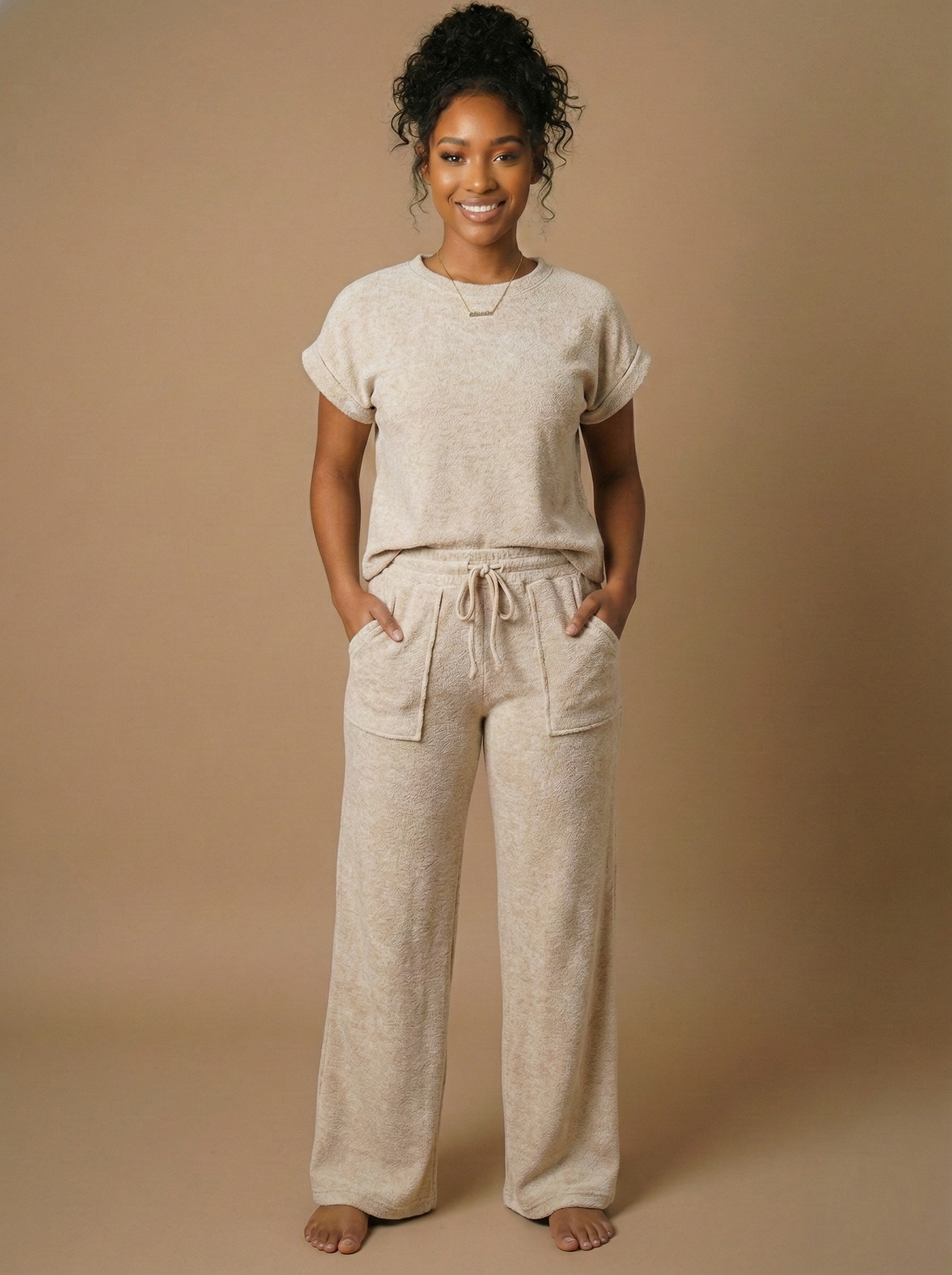 Slub Sleeve Tee Set (Ash Mocha)