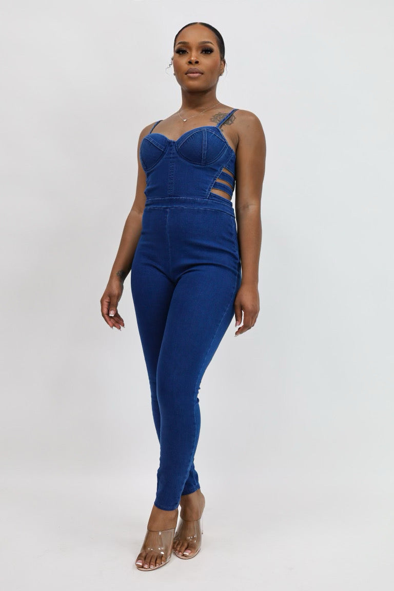 Denim Cutout Jumpsuit