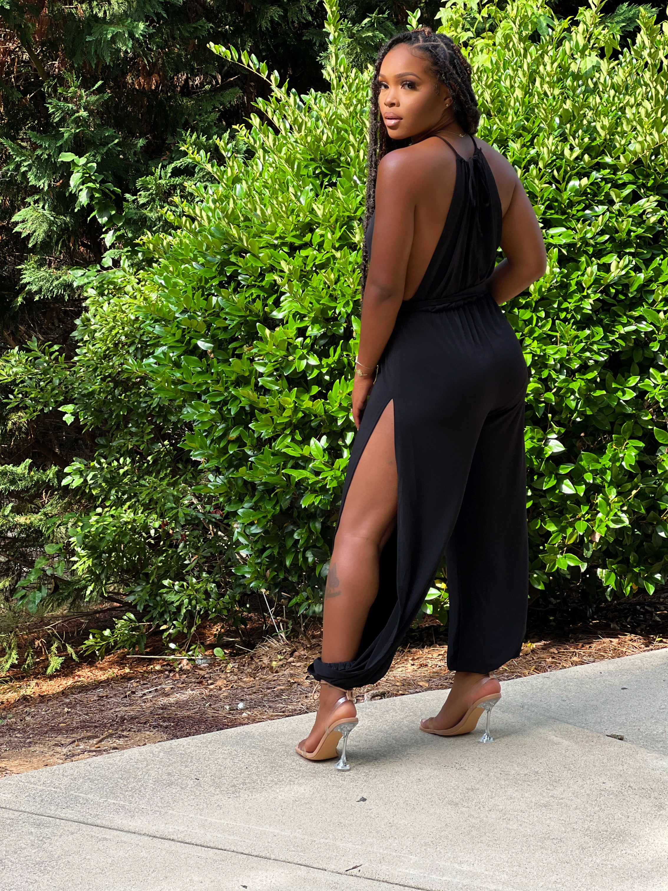 Side Split Jumpsuit (Black)
